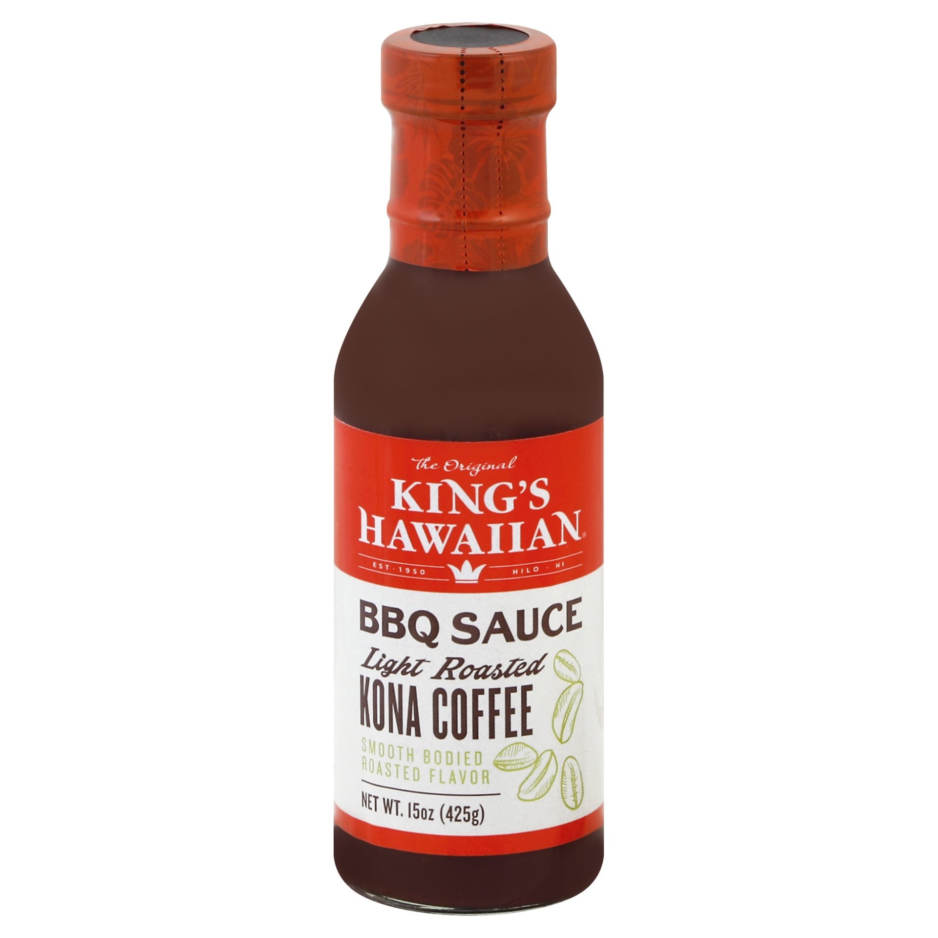 slide 1 of 6, King's Hawaiian BBQ Sauce Light Roasted Kona Coffee, 15 oz