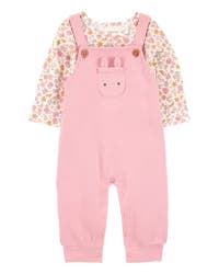 Carter's Baby 2-Piece Floral Bunny Long-Sleeve Tee & Coverall Set - Pink Pink 12M