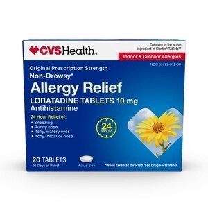 slide 1 of 1, Cvs Health Non-Drowsy Allergy Relief Loratadine Tablets, 10 Mg, 20 Ct, 20 ct; 10 mg
