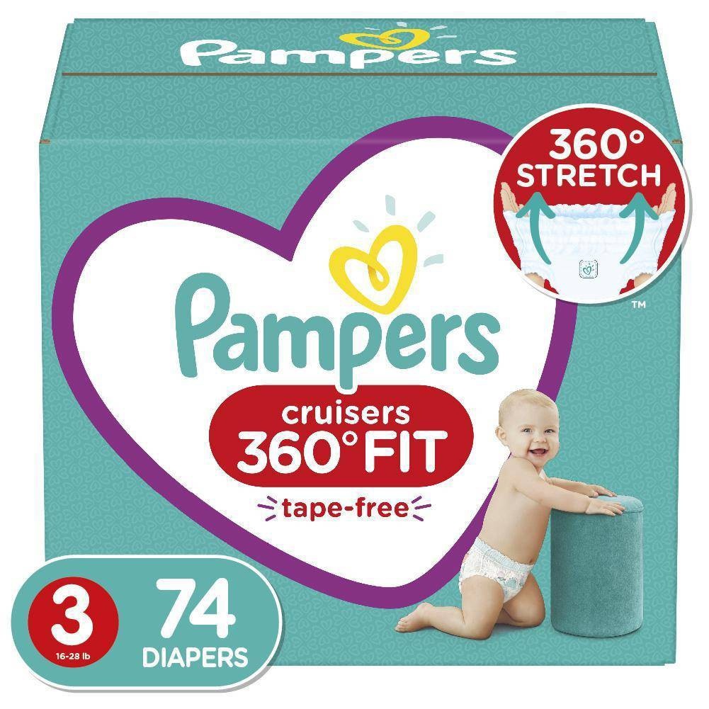 slide 1 of 2, Pampers Cruisers 360 Fit Diapers Size 3, 74 ct