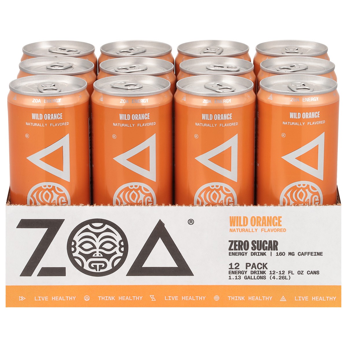 slide 1 of 9, ZOA Zero Sugar Wild Orange Energy Drink - 12 ct, 12 ct