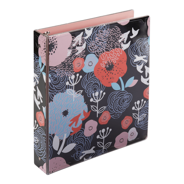 slide 1 of 1, Office Depot Brand Fashion Binder, 1-1/2'' Rings, 100% Recycled, Big Flowers, 1 ct