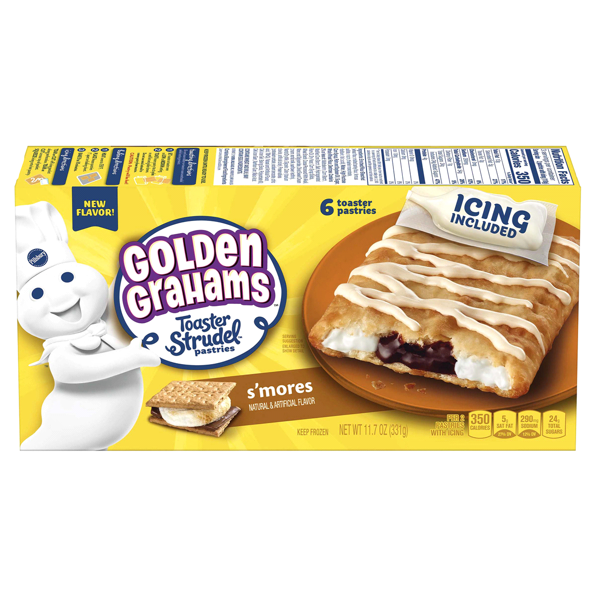 slide 1 of 1, Pillsbury Toaster Strudel Golden Graham S'Mores 6 Frozen Pastries, 11.7 oz