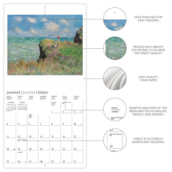 slide 4 of 5, 2026 Graphique Fine Arts Monthly Wall Calendar, 12"" x 12"", Monet, January To December, CY0326, 1 ct