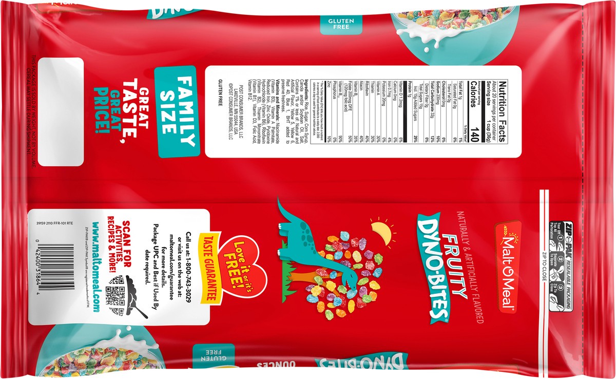 slide 4 of 7, Malt-O-Meal Dyno-Bites Fruity Cereal Family Size 25 oz, 25 oz