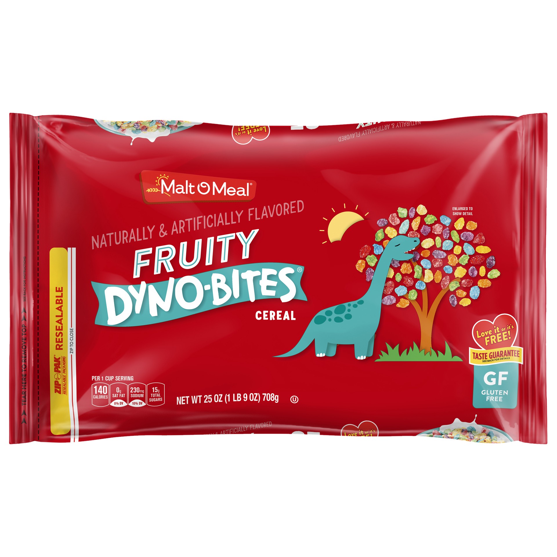 slide 1 of 7, Malt-O-Meal Fruity Dyno Bites Cereal, Gluten Free Breakfast Cereal, 25 OZ Bag, 25 oz