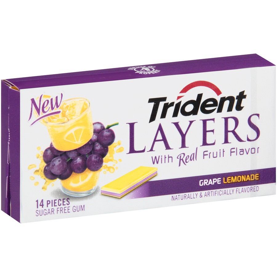 slide 7 of 8, Trident Sugar Free Gum Layers Grape Lemonade -14 CT, 14 ct