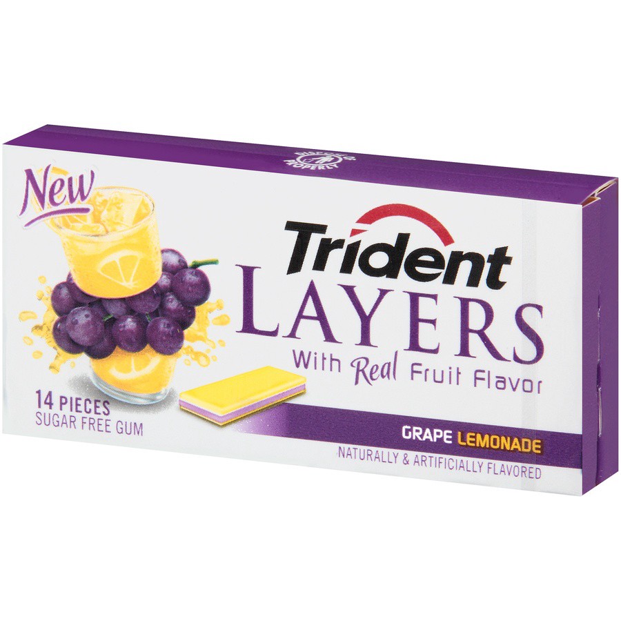 slide 2 of 8, Trident Sugar Free Gum Layers Grape Lemonade -14 CT, 14 ct