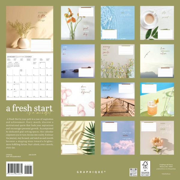 slide 4 of 5, 2026 Graphique Inspirational Monthly Wall Calendar, A Fresh Start, 12"" x 12"", January To December, CY34726, 1 ct