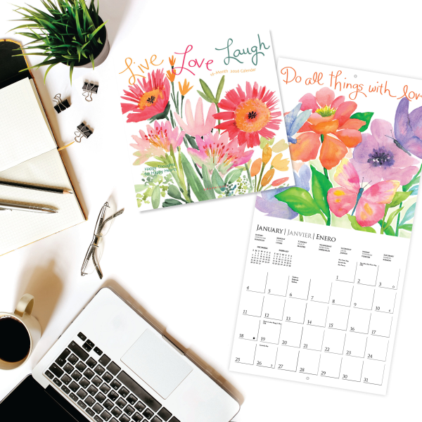 slide 2 of 5, 2026 Graphique Inspirational Monthly Mini Wall Calendar, 7"" x 7"", Live Love Laugh, January To December, MY44026, 1 ct