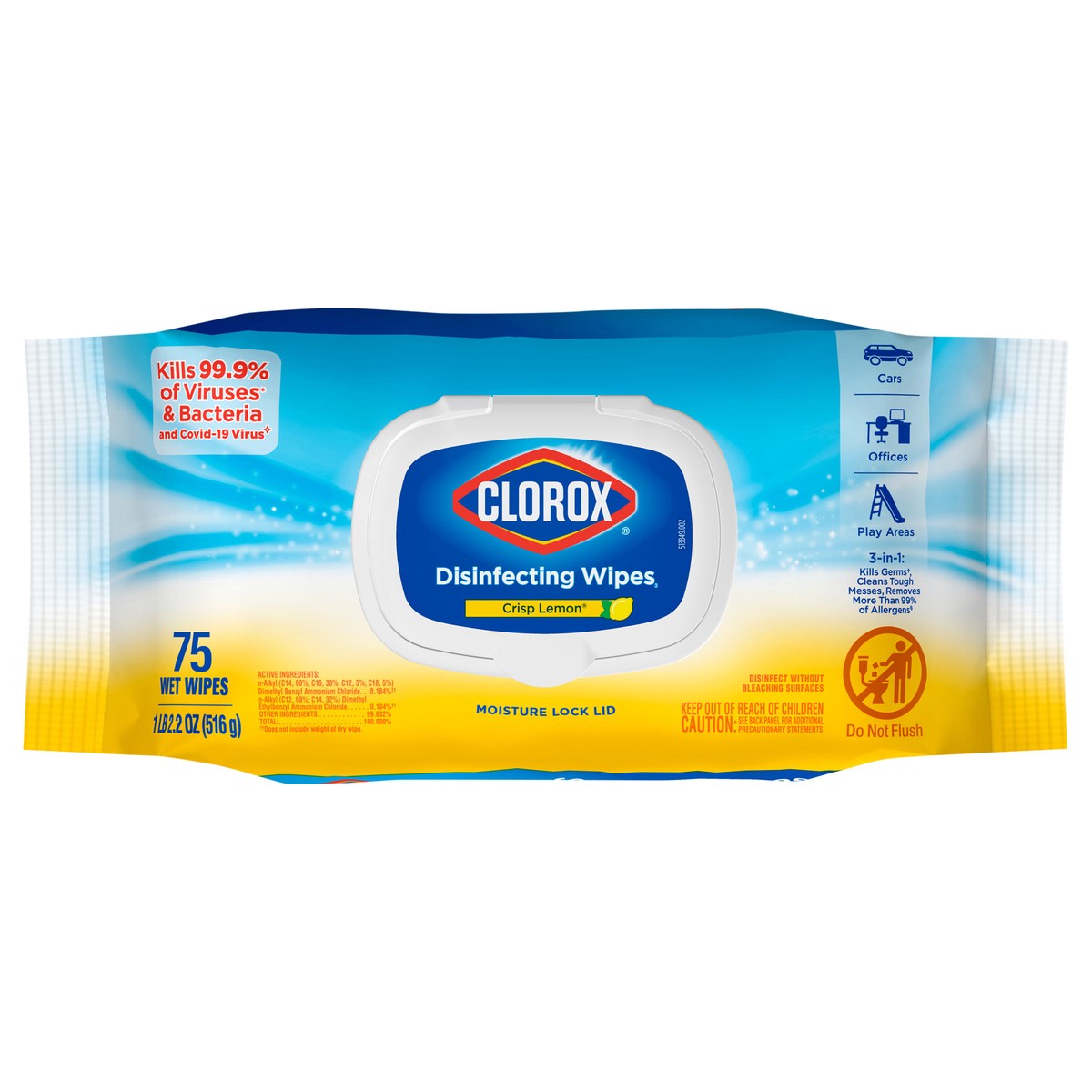 slide 1 of 6, Clorox Disinfecting Wipes, Crisp Lemon - 1 Soft Pack - 75 Wipes, 75 ct