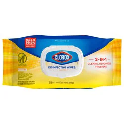Clorox Disinfecting Wipes, Crisp Lemon - 1 Soft Pack - 75 Wipes