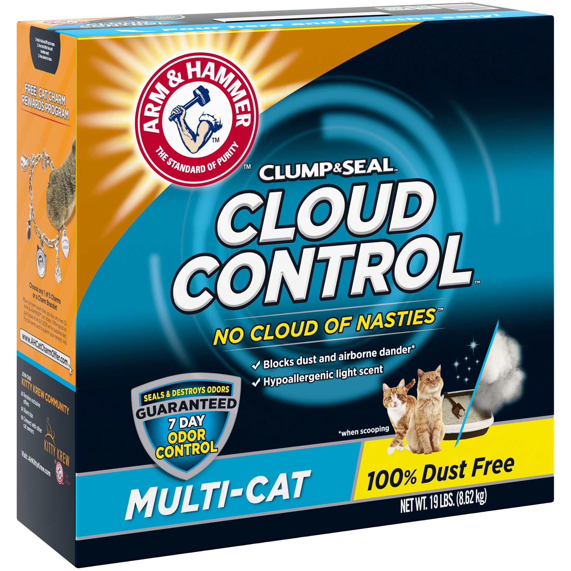 slide 5 of 5, ARM & HAMMER Cloud Control Multi-Cat Litter, 19 lb