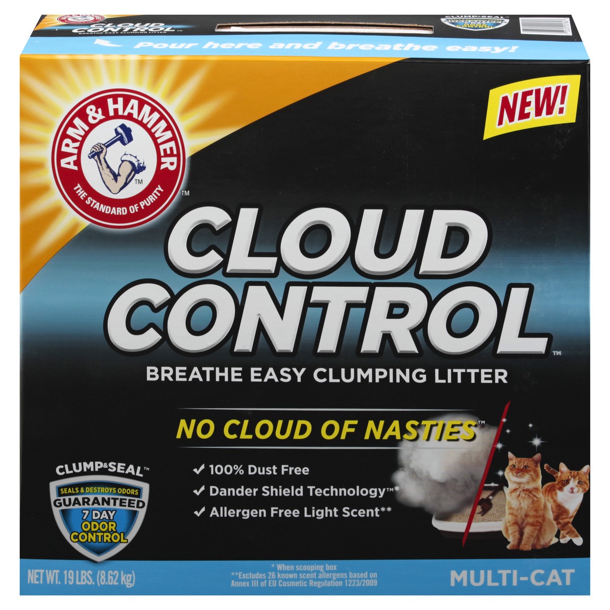 slide 1 of 5, ARM & HAMMER Cloud Control Multi-Cat Litter, 19 lb