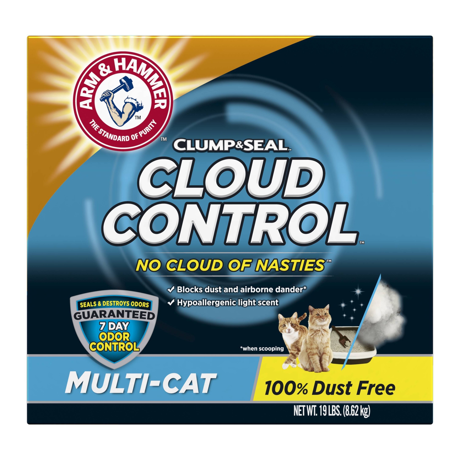 slide 1 of 4, ARM & HAMMER Cloud Control Multi-Cat Litter, 19 lb