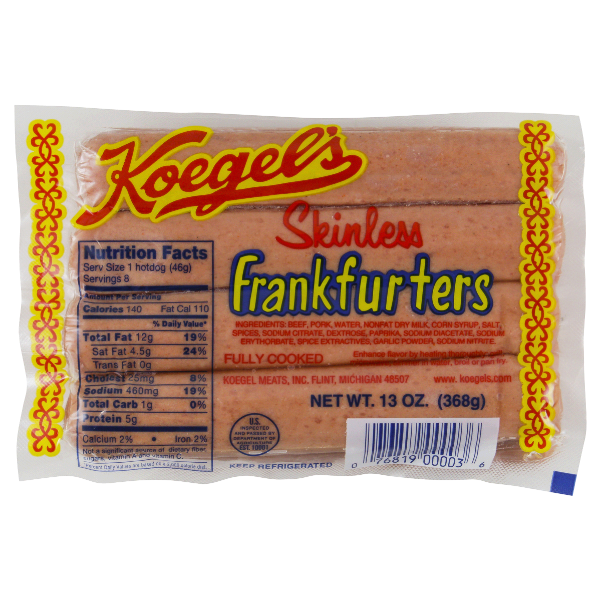 slide 1 of 2, Koegel's Regular Skinless Franks, 13 oz