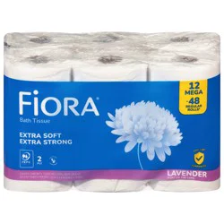 Fiora 2-Ply Extra Soft Extra Strong Lavender Scent Mega Bath Tissue, 12 Rolls
