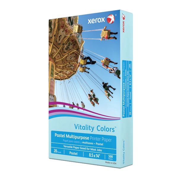 slide 3 of 3, Xerox Vitality Colors Multi-Use Printer Paper, Legal Size 30% Recycled, Blue, 500 ct