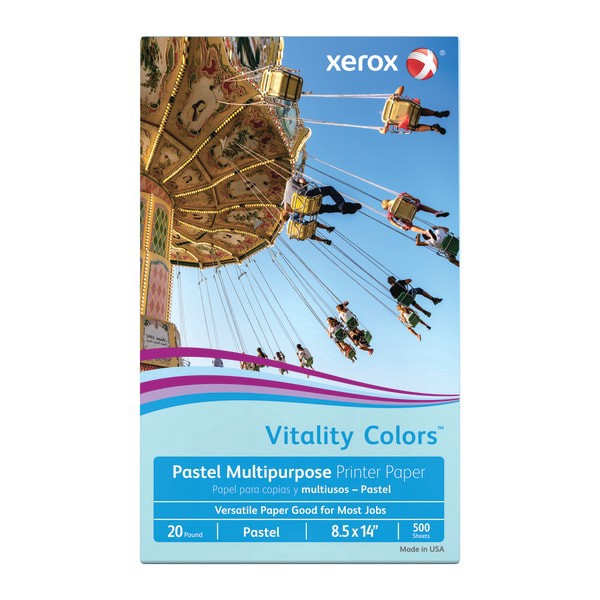 slide 1 of 3, Xerox Vitality Colors Multi-Use Printer Paper, Legal Size 30% Recycled, Blue, 500 ct
