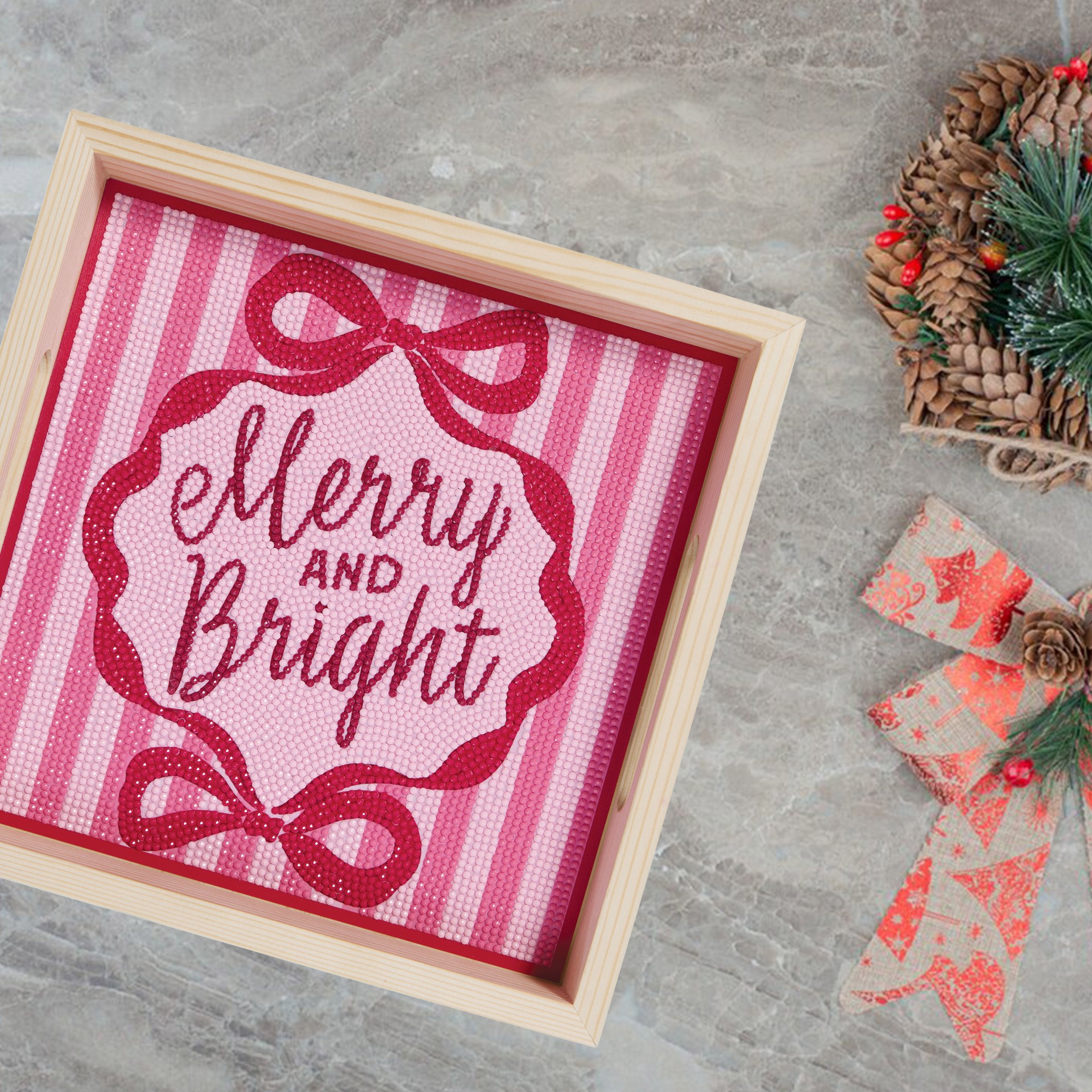 slide 2 of 4, 10" X 10" Merry & Bright Diamond Art Tray Kit By Make Market, 10 in x 10 in