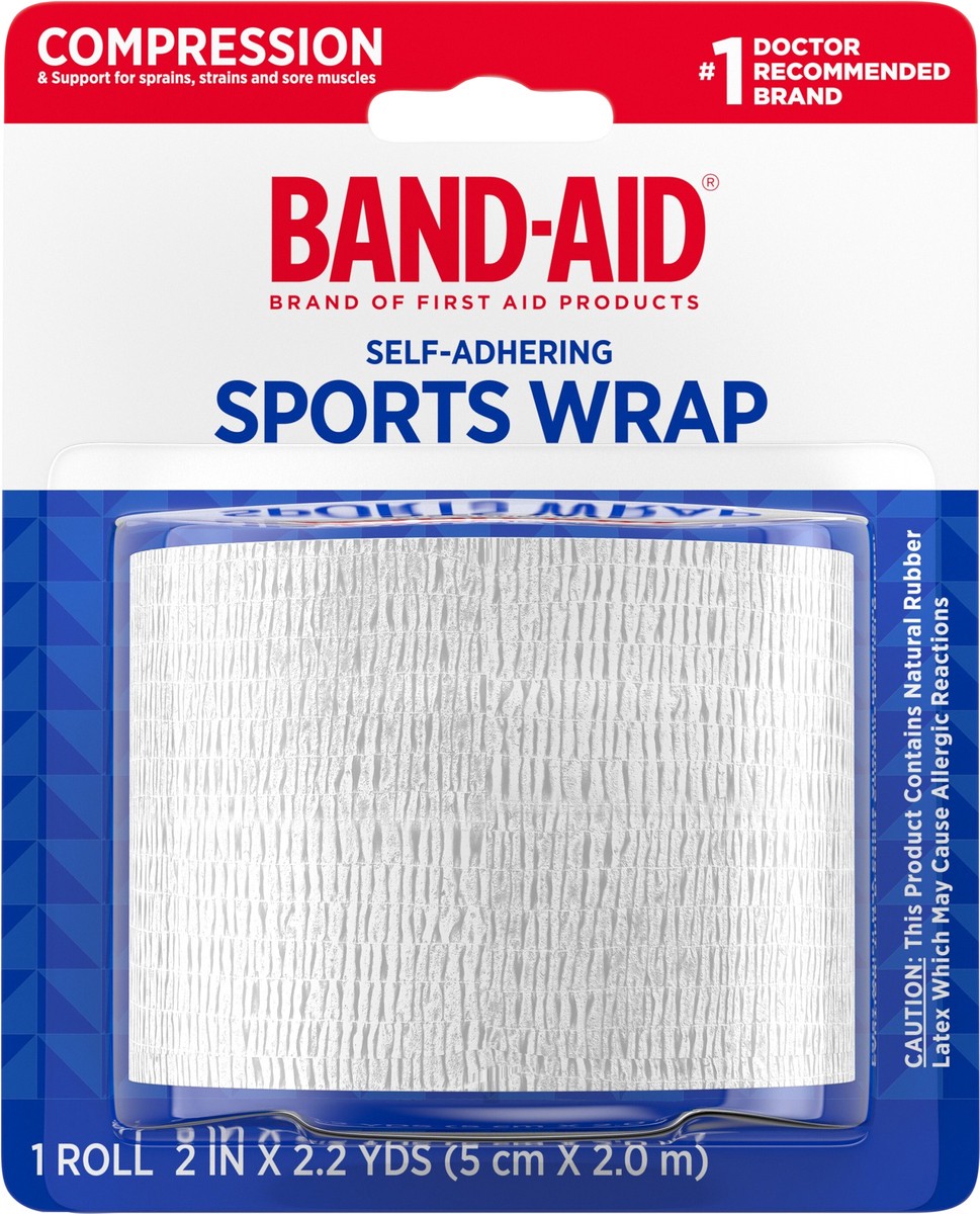 slide 6 of 7, BAND-AID Band Aid Brand First Aid Products Self-Adhering Compression Sports Wrap, 2 Inches x 2.2 Yards, 1 ct