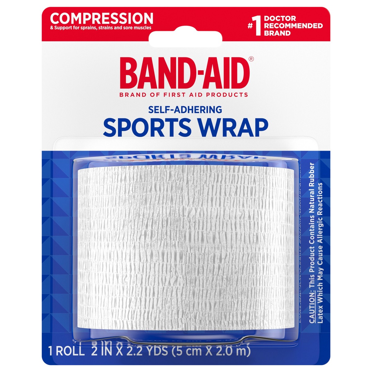slide 1 of 7, BAND-AID Band Aid Brand First Aid Products Self-Adhering Compression Sports Wrap, 2 Inches x 2.2 Yards, 1 ct