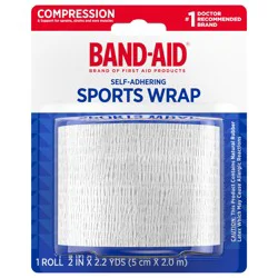 BAND-AID Band Aid Brand First Aid Products Self-Adhering Compression Sports Wrap, 2 Inches x 2.2 Yards