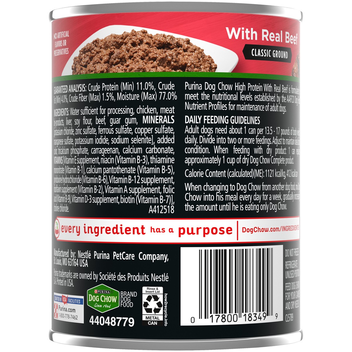 slide 3 of 7, Dog Chow Purina Dog Chow High Protein Pate Wet Dog Food, High Protein With Real Beef, 13 oz