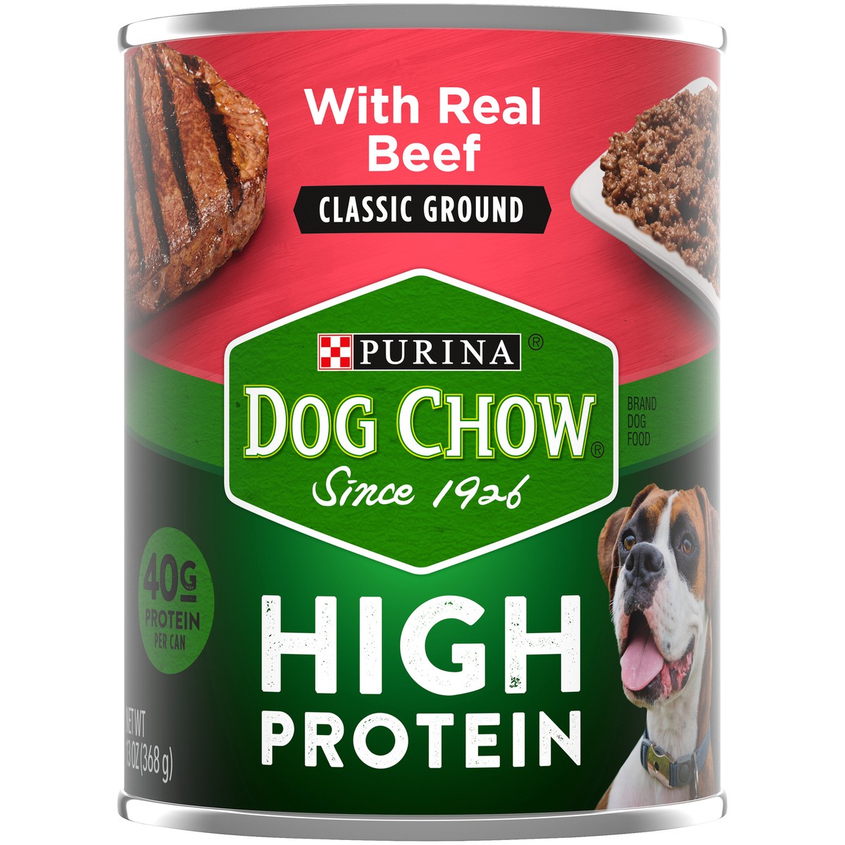 slide 4 of 7, Dog Chow Purina Dog Chow High Protein Pate Wet Dog Food, High Protein With Real Beef, 13 oz