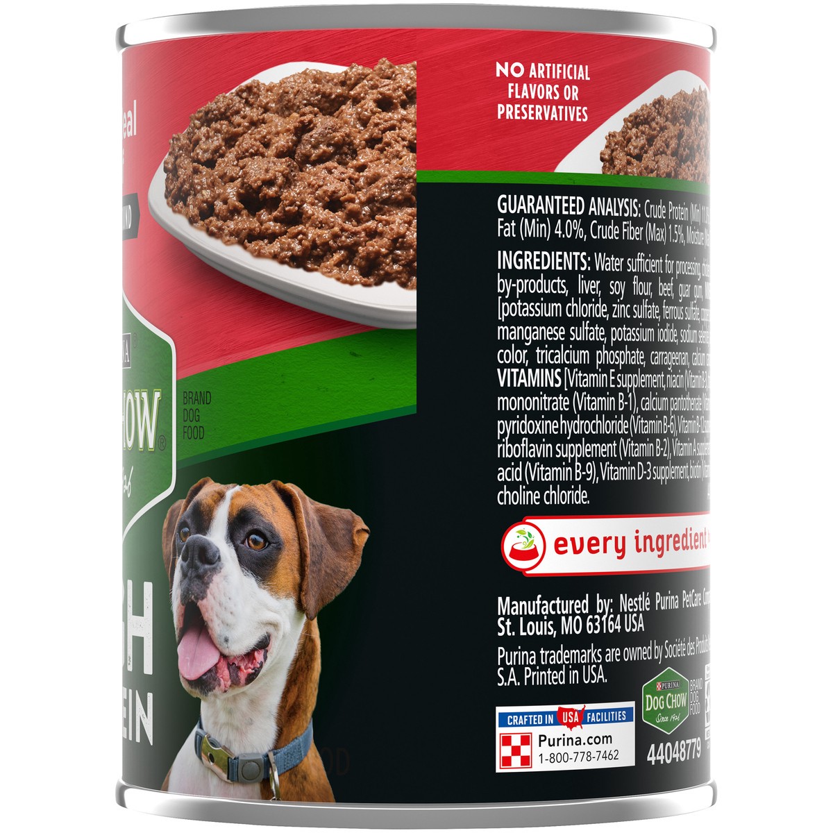 slide 6 of 7, Dog Chow Purina Dog Chow High Protein Pate Wet Dog Food, High Protein With Real Beef, 13 oz