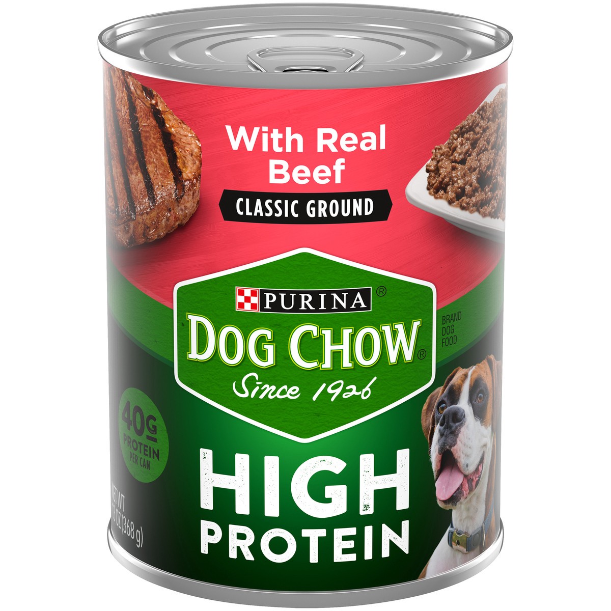 slide 1 of 7, Dog Chow Purina Dog Chow High Protein Pate Wet Dog Food, High Protein With Real Beef, 13 oz