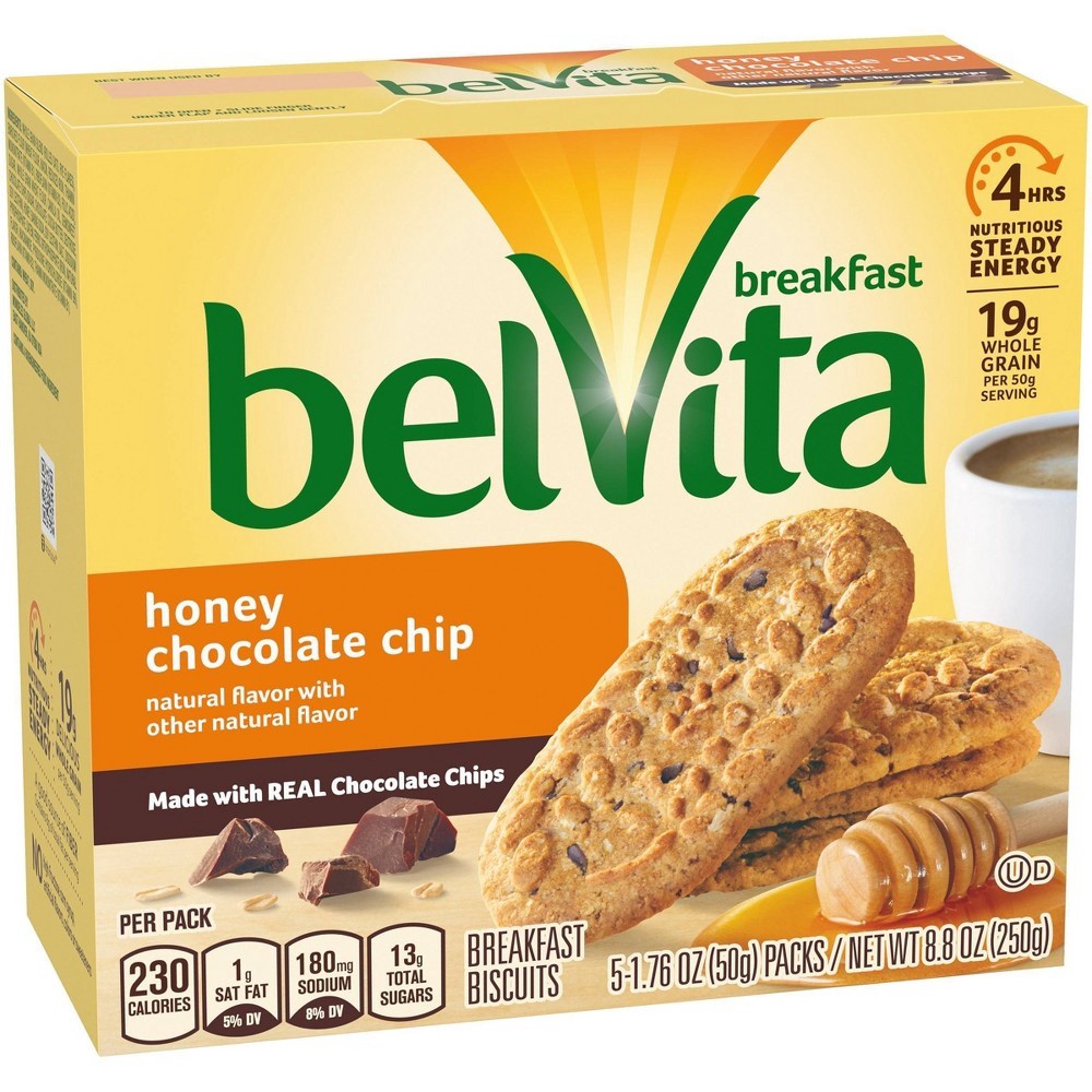 slide 10 of 12, Nabisco Belvita Honey Chocolate Chip Breakfast Biscuits, 5 ct; 1.76 oz