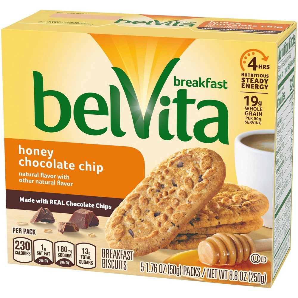 slide 2 of 12, Nabisco Belvita Honey Chocolate Chip Breakfast Biscuits, 5 ct; 1.76 oz