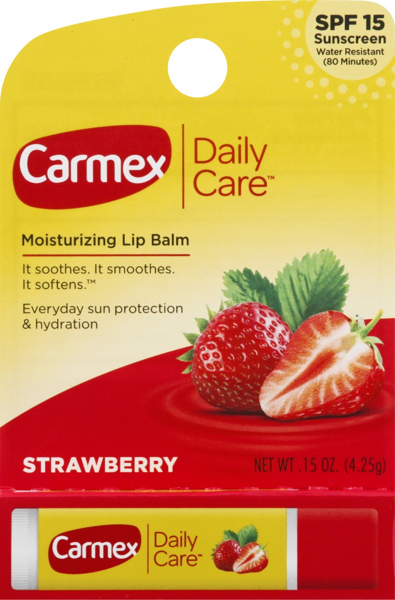 slide 3 of 12, Carmex Daily Care SPF 15 Moisturizing Strawberry Lip Balm 0.15 oz, 0.15 oz