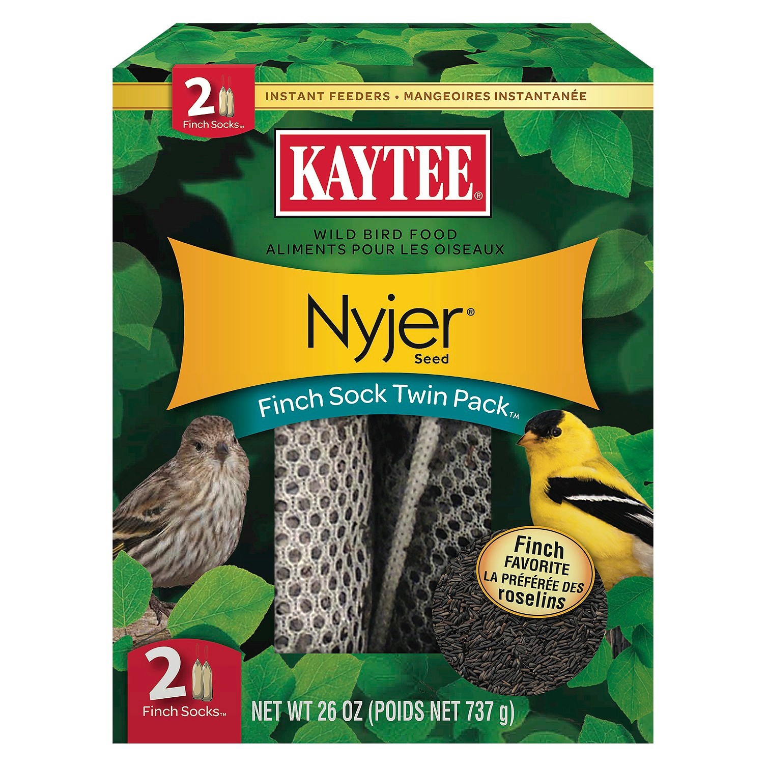 slide 1 of 4, Kaytee Nyjer Seed Bird Feeder Finch Sock Twin Pack, 26 oz