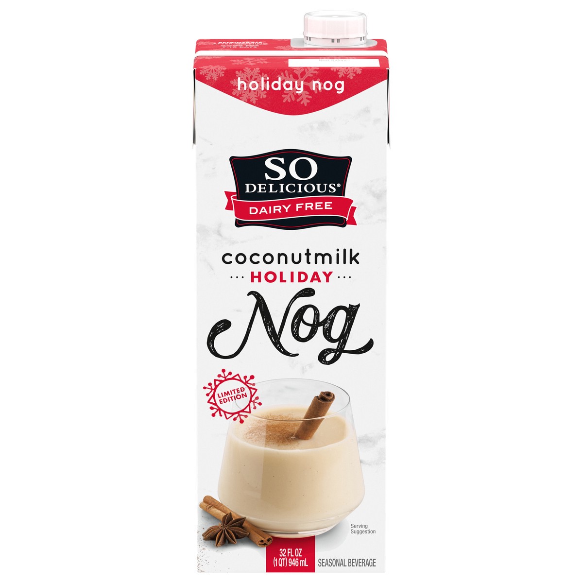 slide 1 of 5, So Delicious Coconut Holiday Nog, Eggnog Alternative, Gluten Free, 32 fl oz Carton, 32 fl oz