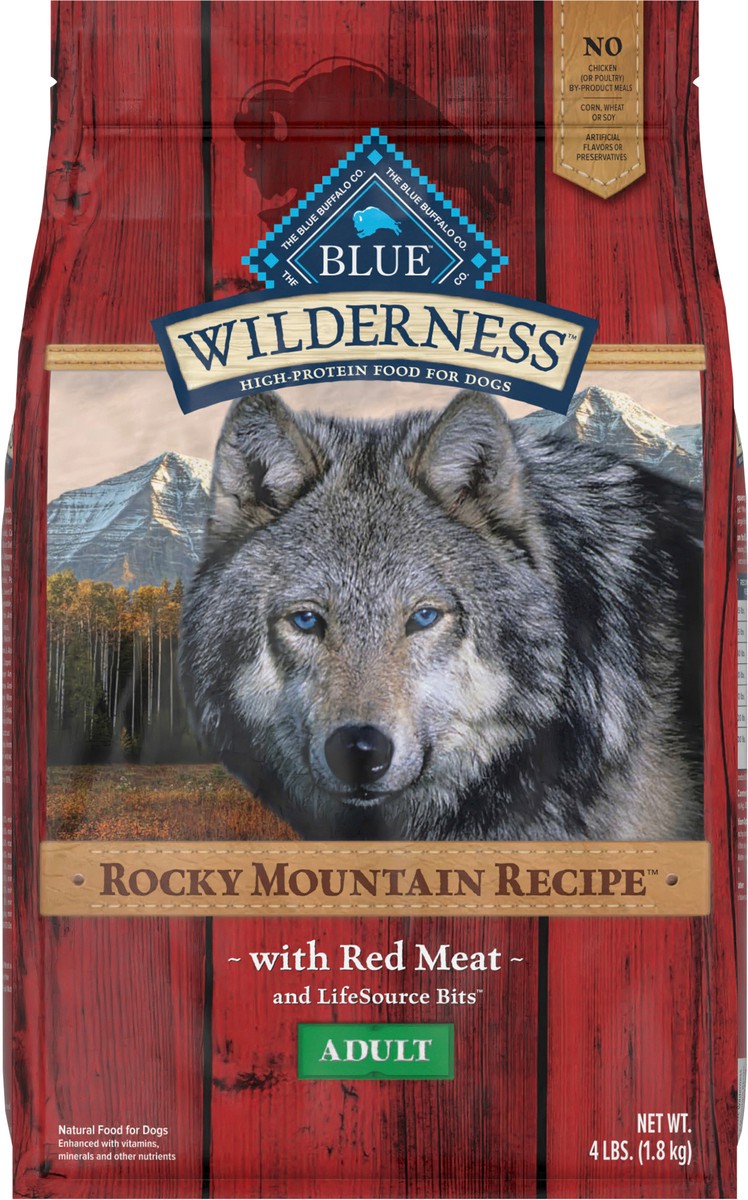 slide 3 of 12, Blue Buffalo Wilderness Rocky Mountain Recipe High Protein, Natural Adult Dry Dog Food, Red Meat 4-lb, 4 lb