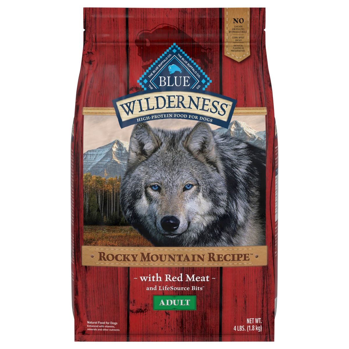 slide 1 of 1, Blue Buffalo Blue Wilderness Rocky Mountain Recipe Adult Red Meat Dry Dog Food, 4 lb