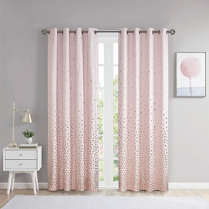 slide 1 of 1, Intelligent Design Zoey Grommet Blackout Window Panel - Blush/Rose Gold, 84 in