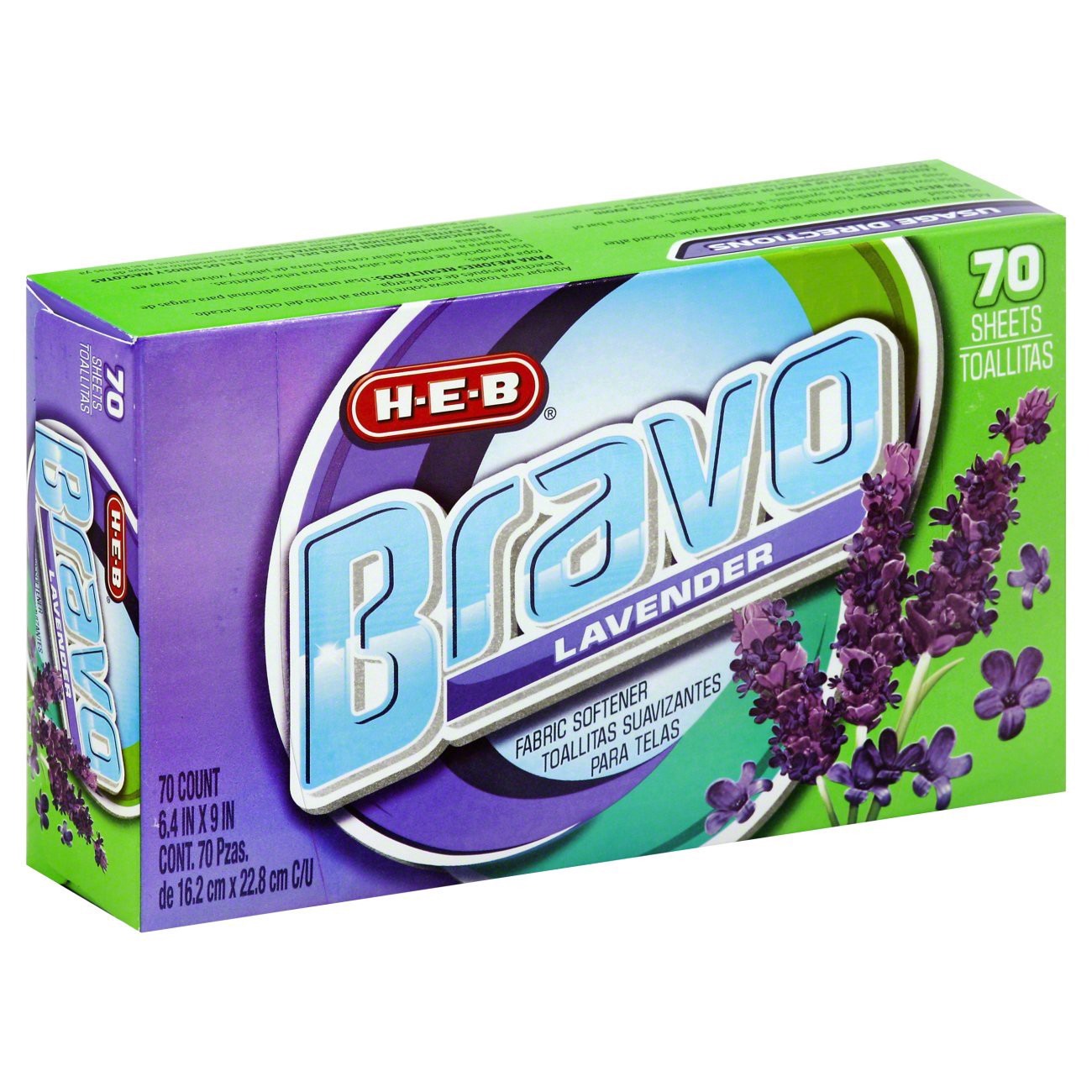 slide 1 of 1, H-E-B Bravo Lavender Fabric Softener Sheets, 70 ct