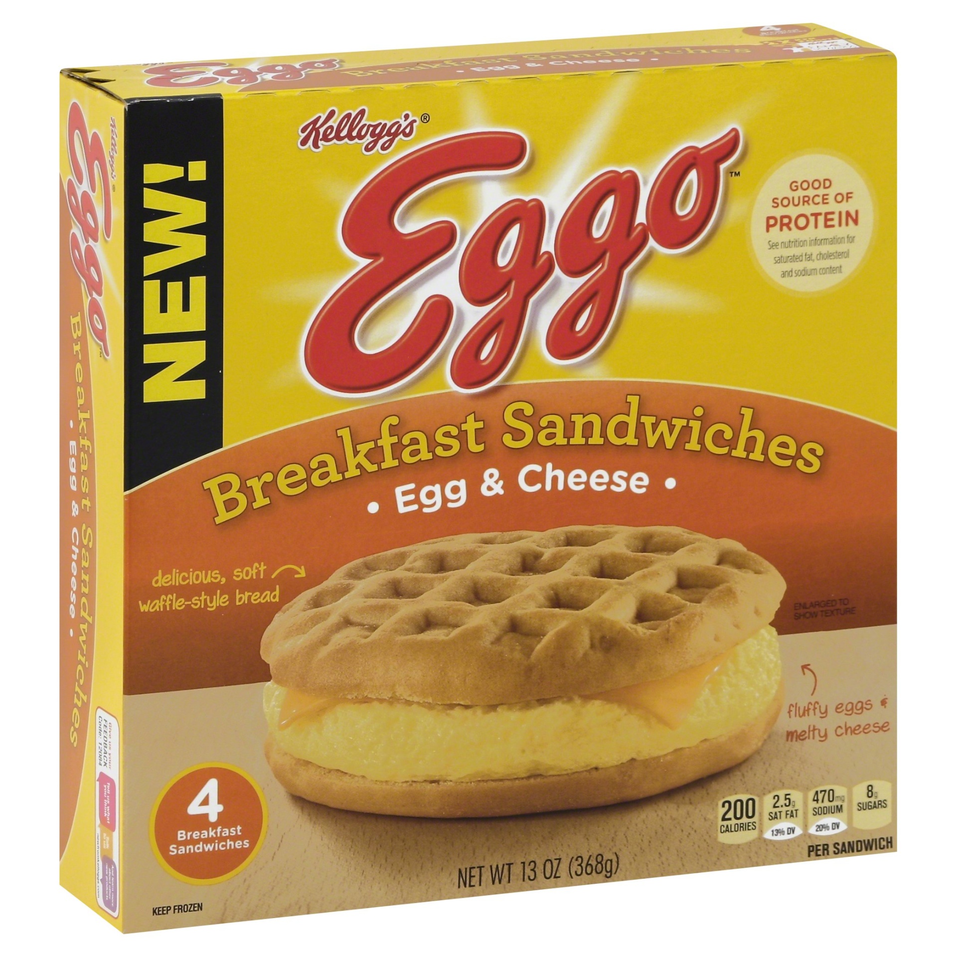 slide 1 of 1, Eggo Breakfast Sandwiches, Egg & Cheese, 12.8 oz