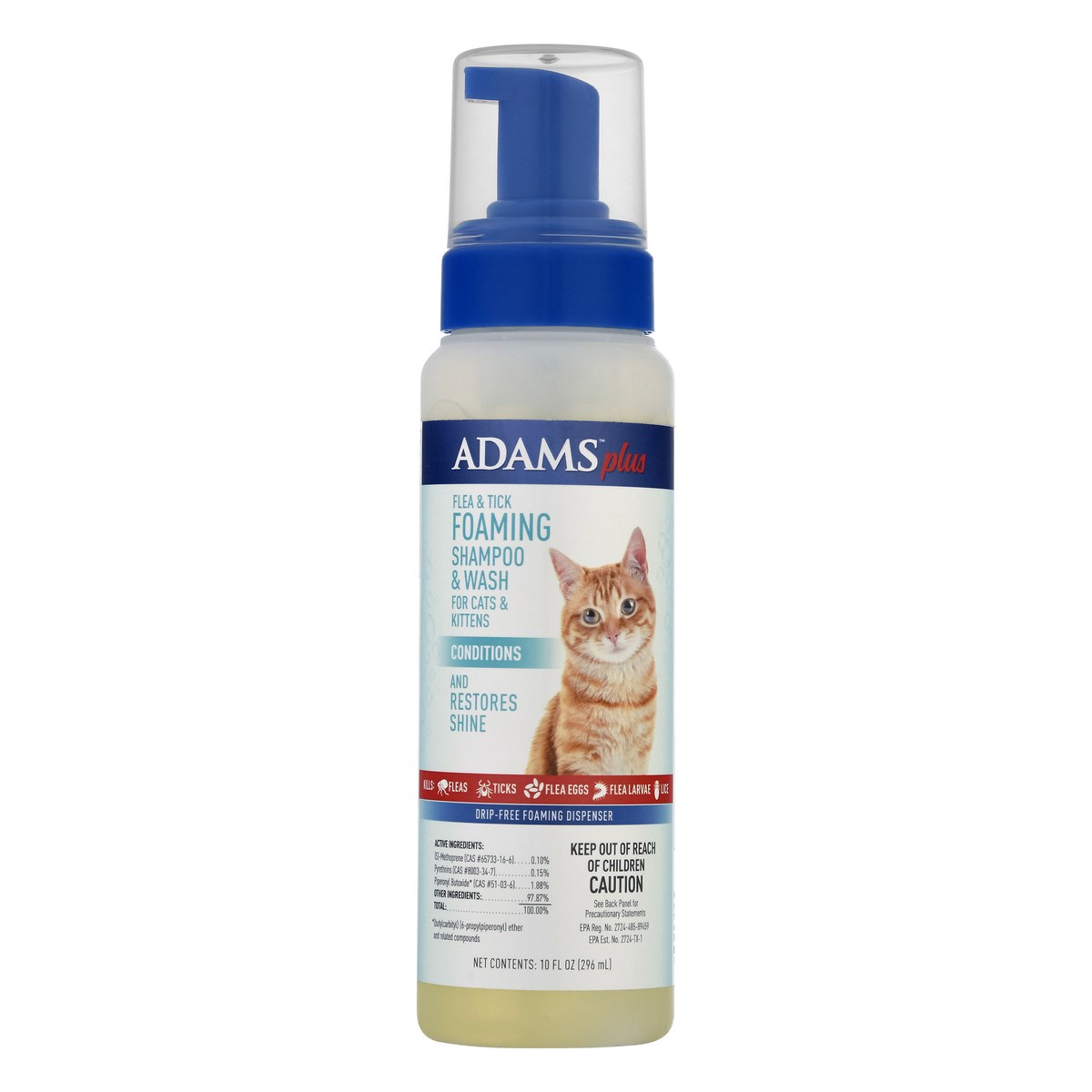 slide 1 of 9, Adams Foaming Flea And Tick Cat Shampo, 10 oz