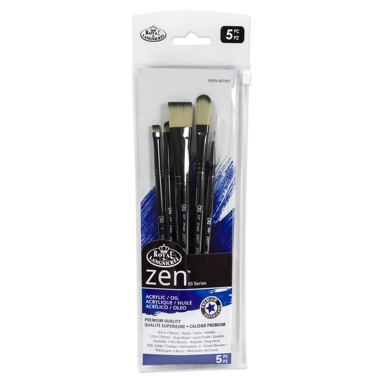 slide 3 of 3, Royal & Langnickel Zen Series 93 5 Piece Brush Set, 5 ct