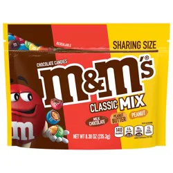 M&M'S Classic Mix of Peanut, Peanut Butter & Milk Chocolate Candy, Sharing Size, 8.3 oz Bag