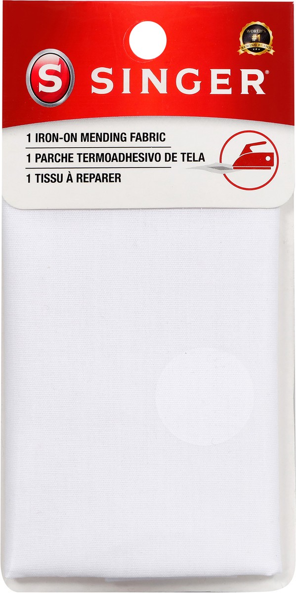 slide 2 of 2, SINGER Extra Large Iron-On Mending Fabric Patch in White - 7" x 16" patch, 1 ct