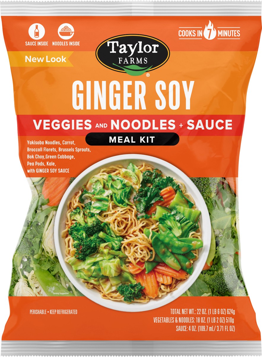 slide 4 of 8, Taylor Farms Veggies and Noodles + Sauce Ginger Soy Meal Kit 22 oz, 23 oz