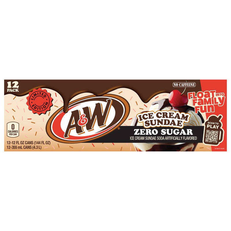slide 1 of 1, A&w Zero Sgr Ice Crm Sundae 12/12oz, 12 ct; 12 fl oz
