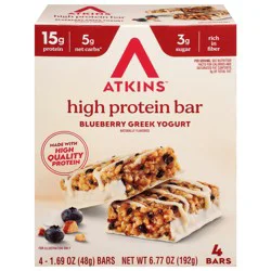 Atkins Blueberry Greek Yogurt High Protein Bar - 4 x 1.69 oz Bars