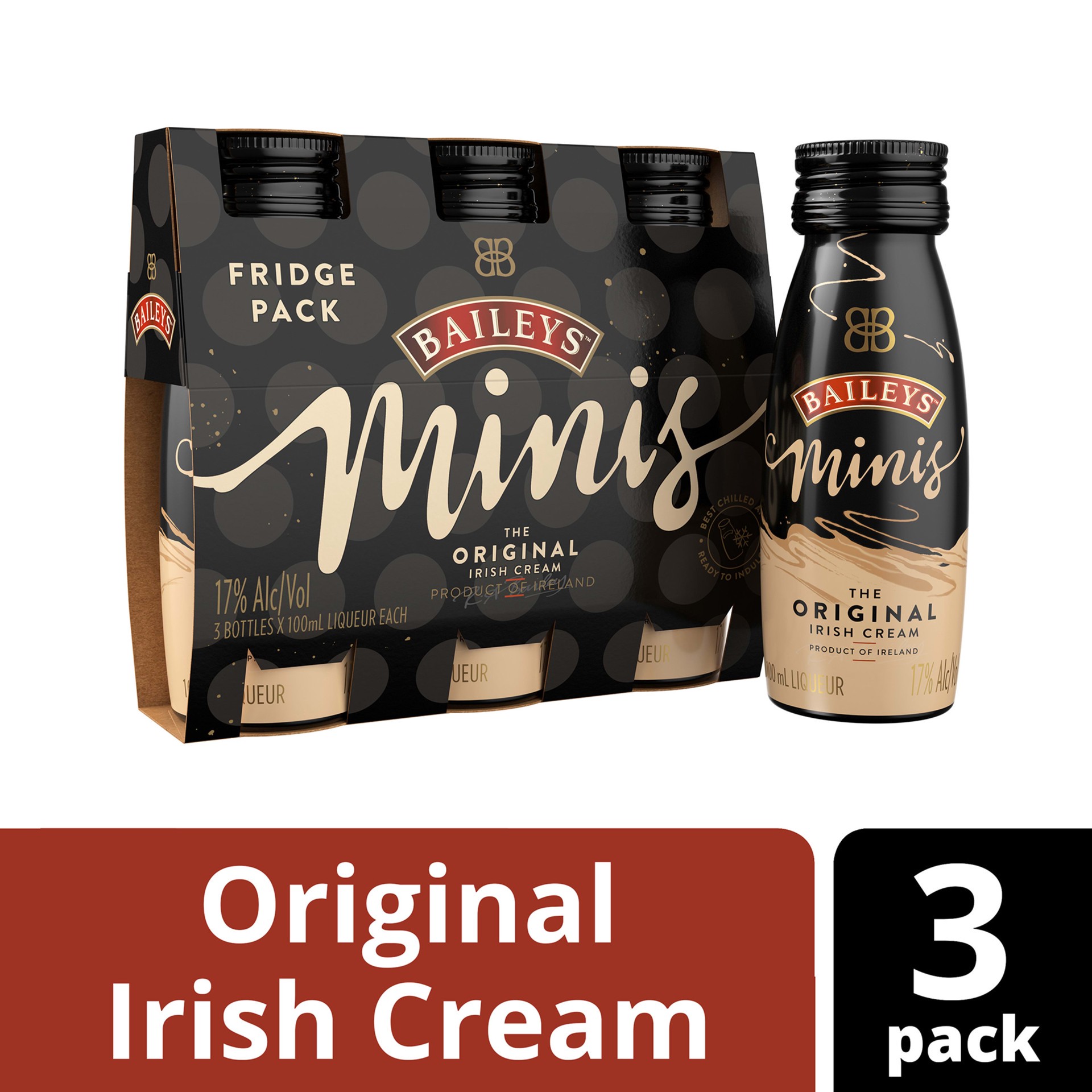 slide 1 of 4, Bailey's Minis The Original Irish Cream Liqueur, 100 mL (3 Pack), 100 ml