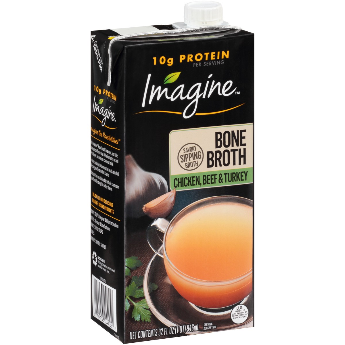 slide 2 of 8, Imagine Chicken, Beef & Turkey Bone Broth 32 fl. oz. Aseptic Pack, 